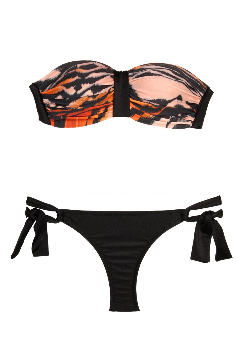 Glam Appeal Sun Push up Bandeau Bikini Tigerprint